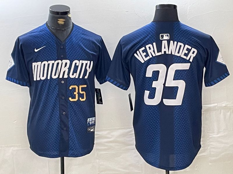 Men Detroit Tigers 35 Verlander Blue City Edition Nike 2024 MLB Jersey style 5